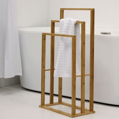 Bathroom Solutions bambusa dvieļu plaukts ar 3 stieņiem