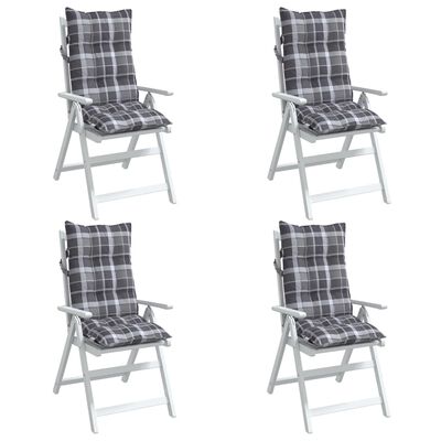 vidaXL dārza krēslu matrači, 4 gab., oksforda audums, pelēkas rūtis