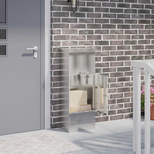 vidaXL Paku nodo&scaron;anas kaste ar durvīm Sudraba 44,5 x 29 x 110,5 cm