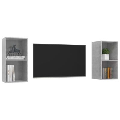 vidaXL sienas TV plaukti, 2 gab., betona pelēki, skaidu plāksne