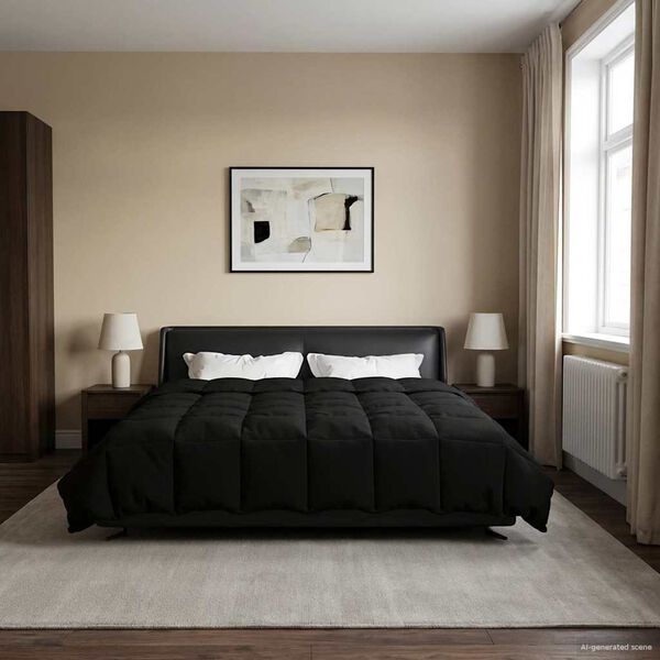 vidaXL Vasaras segas Tiltiņ&scaron; Melns 200 x 220 cm Mikro&scaron;ķiedra