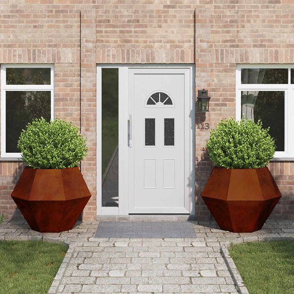 vidaXL Puķu kaste 2 pcs Rūsa 100 x 100 x 80 cm Novecināts tērauds