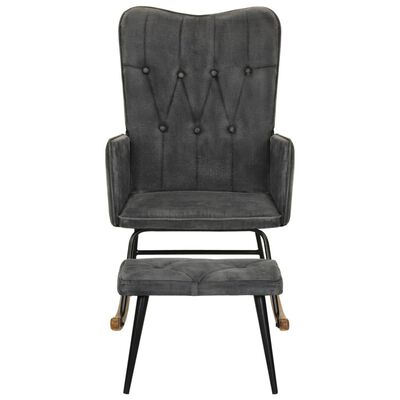 vidaXL šūpuļkrēsls ar kājsoliņu, melns vintāžas audums