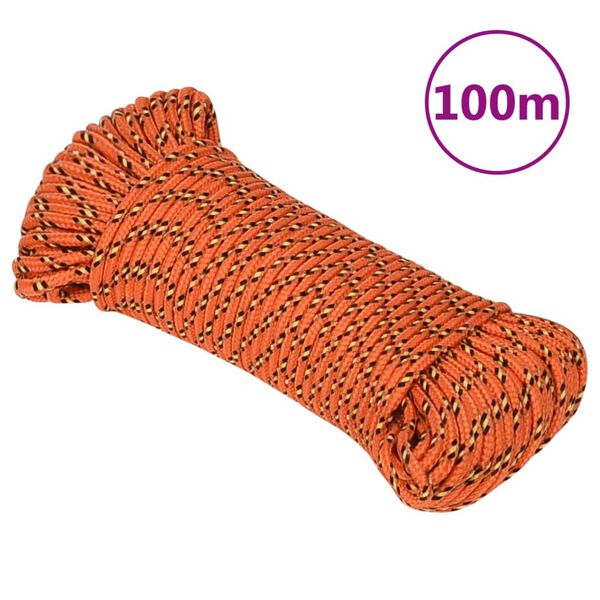 vidaXL laivu virve, oranža, 3 mm, 100 m, polipropilēns