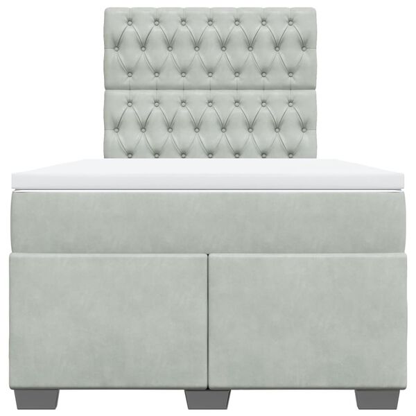 vidaXL atsperu gulta ar matraci, gai&scaron;i pelēka samts, 120x200 cm