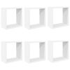 vidaXL kuba formas sienas plaukti, 6 gab., balti, 30x15x30 cm