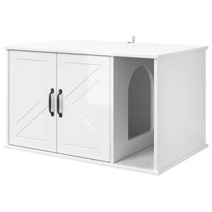 vidaXL Kaķu māja Spīdīga Balta 85 x 55 x 50,5 cm Inženierijas koks
