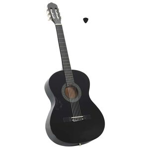 vidaXL klasiskā ģitāra iesācējiem, melna, 4/4, 39", liepa