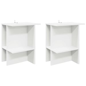vidaXL Kafijas galdiņ&scaron; 2 pcs Balts 40 x 30 x 49 cm Inženierijas koks