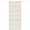 vidaXL bīdāmās durvis, zeltainas, 90x205 cm, ESG stikls un alumīnijs