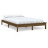 vidaXL gultas rāmis, medus brūns, 135x190 cm, priedes koks, divvietīgs