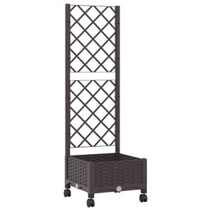 vidaXL Dārza kaste ar treli un riteņiem Brūna 40 x 40 x 131,5 cm PP