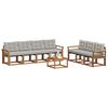 vidaXL Āra dīvānu komplekts ar spilvenu 8 pcs Dabīgs un gai&scaron;i pelēks