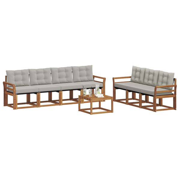 vidaXL Āra dīvānu komplekts ar spilvenu 8 pcs Dabīgs un gai&scaron;i pelēks