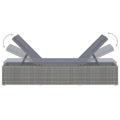 vidaXL sauļošanās krēsls ar matraci, pelēka PE rotangpalma