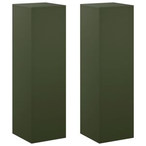 vidaXL Augu statīvs 2 pcs Olīvu zaļ&scaron; 30 x 30 x 100 cm Tērauds