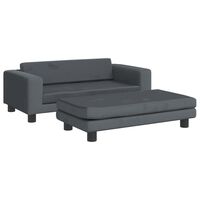 vidaXL bērnu dīvāns ar soliņu, tumši pelēks, 100x50x30 cm, samts