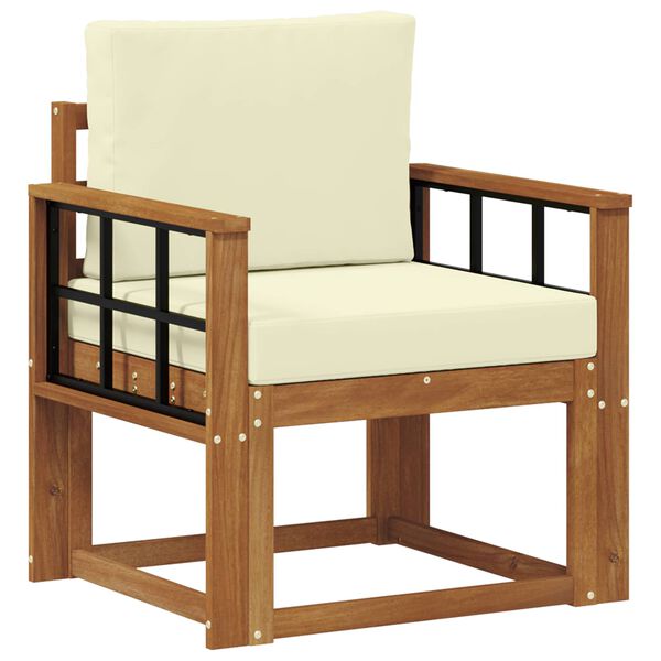 vidaXL Āra dīvānu komplekts Cieta akācijas koks un poliesters Dabiska