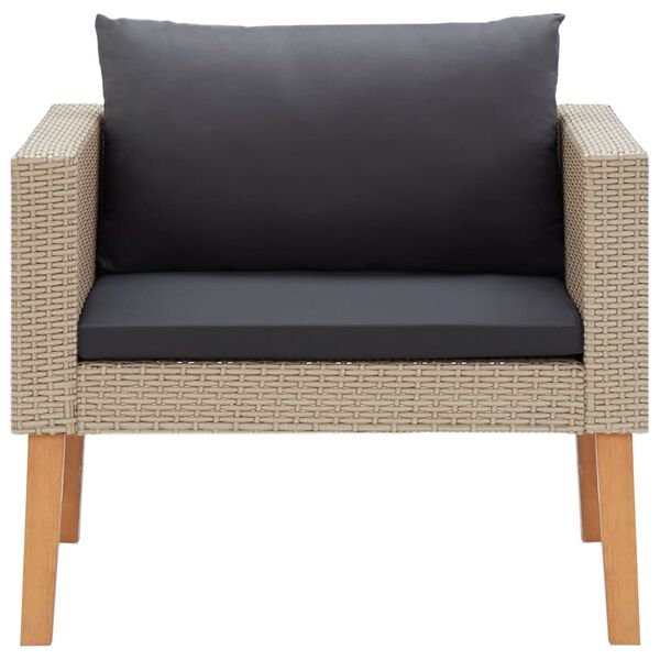 vidaXL 5-daļīgs dārza atpūtas mēbeļu komplekts, bē&scaron;a PE rotangpalma