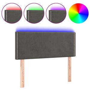 vidaXL gultas galvgalis ar LED, 90x5x78/88 cm, tum&scaron;i pelēks samts