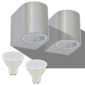 vidaXL āra LED sienas lampas, 2 gab., noapaļotas, lejupvērstas