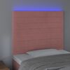 vidaXL gultas galvgalis ar LED, 80x5x118/128 cm, rozā samts