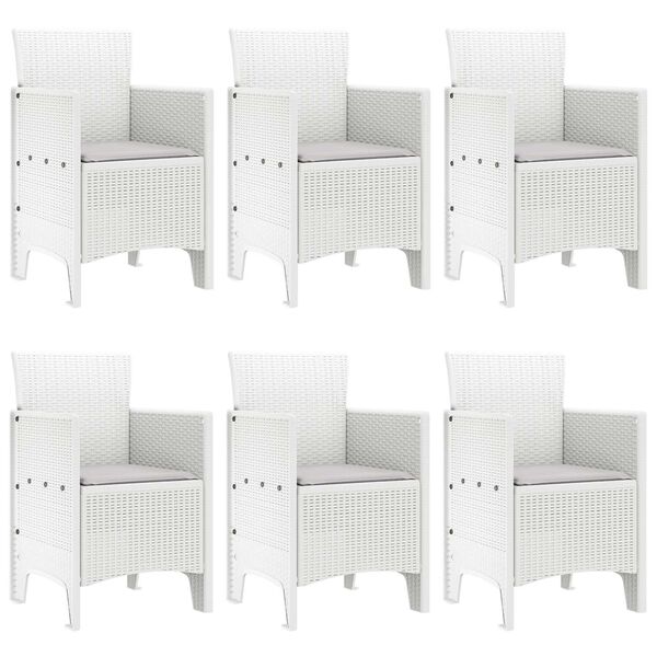 vidaXL Dārza ēdamgalds 7 pcs Balts Polt rattan
