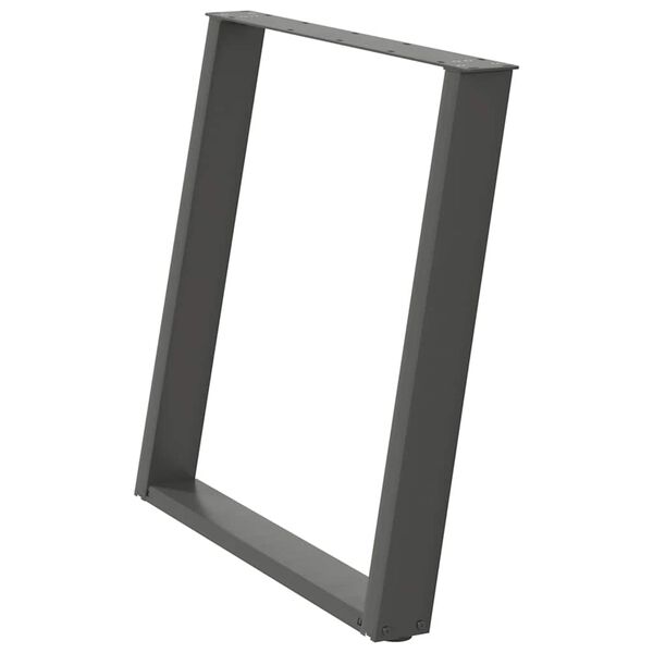 vidaXL ēdamgalda kājas, 2 gab., U-veida, antracīta krāsā, 70x(72-73) cm, tērauds