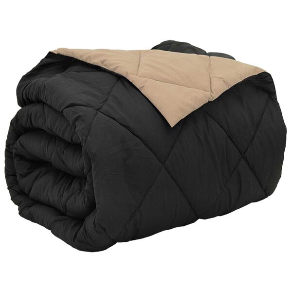 vidaXL Pilnas gada sega Melns un taupe 240 x 200 cm Mikro&scaron;ķiedra