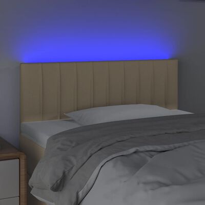 vidaXL gultas galvgalis ar LED, 80x5x78/88 cm, krēmkrāsas audums