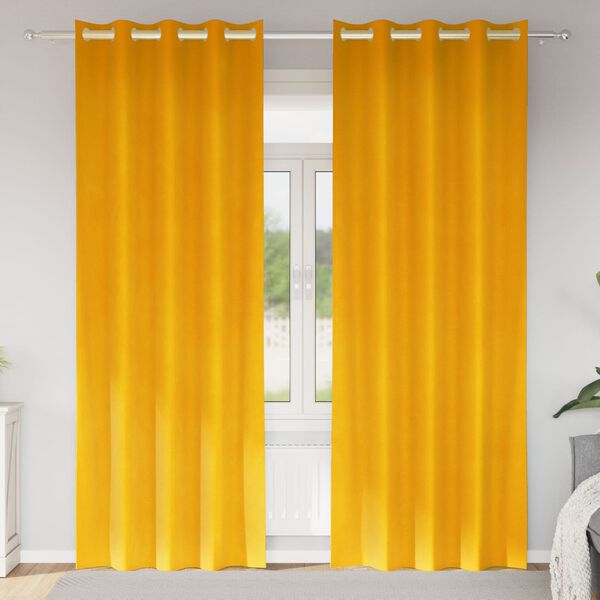 vidaXL Aptum&scaron;ojo&scaron;ie aizkari 2 pcs Sinapsu dzeltena 140 x 260 cm Samts