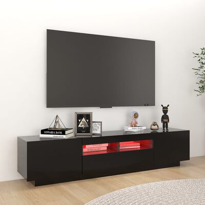 vidaXL TV skapītis ar LED lampiņām, 180x35x40 cm, melns