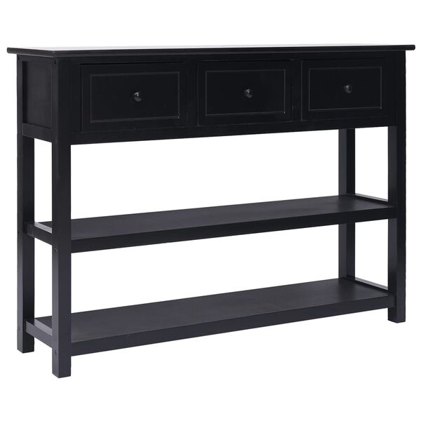 vidaXL kumode, 108x30x76 cm, melna, paulonijas masīvkoks