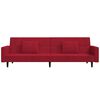 vidaXL 2-vietīga dīvāngulta ar diviem spilveniem, vīnsarkans samts