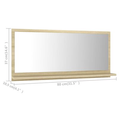 vidaXL vannasistabas spogulis, ozolkoka krāsā, 80x10,5x37 cm
