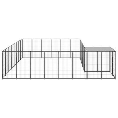 vidaXL suņu voljērs, 15,73 m², tērauds, melns