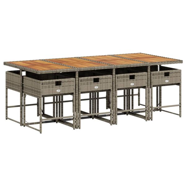 vidaXL 9-daļīgs dārza mēbeļu komplekts ar matračiem, PE rotangpalma