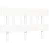 vidaXL gultas rāmis ar galvgali, balts, divvietīgs, masīvkoks
