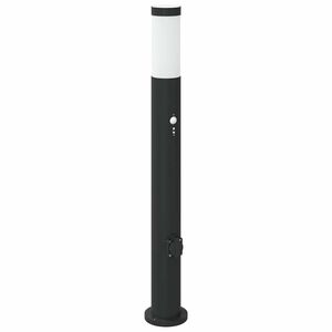 vidaXL stabveida gaismeklis ar sensoru un kontaktligzdu, 80 cm, nerūsējo&scaron;ais tērauds, IP44