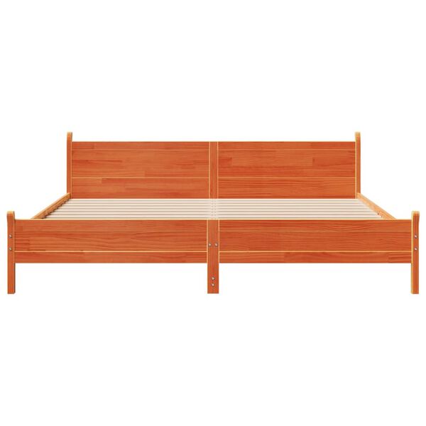 vidaXL gulta bez matrača, vaska brūnas, 180x200 cm, priedes masīvkoks