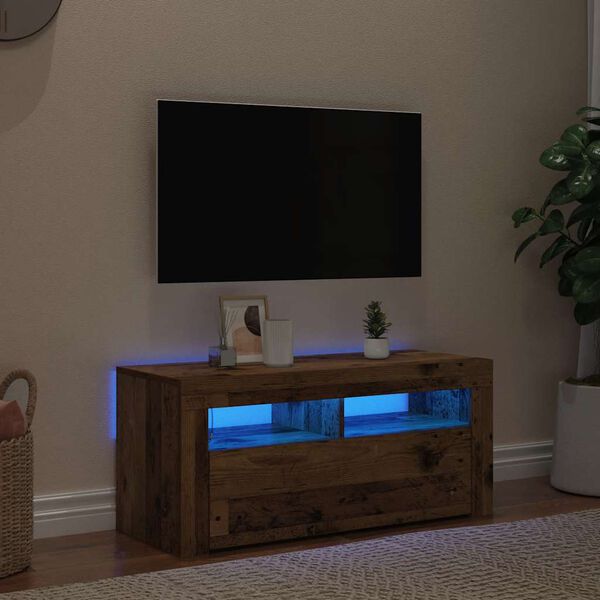 vidaXL TV skapītis ar LED lampiņām, 90x35x40 cm, inženierijas koks