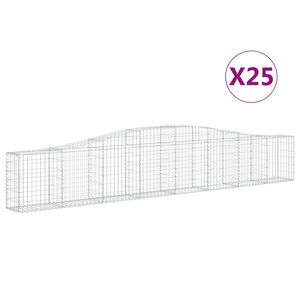 vidaXL arkveida gabiona grozi, 25 gb., 400x30x60/80 cm, cinkota dzelzs