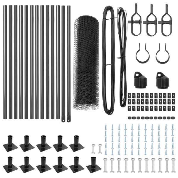 vidaXL Žogs ar stabiem. Pelēka 0.5 x 25 m PVC pārklāts tērauds