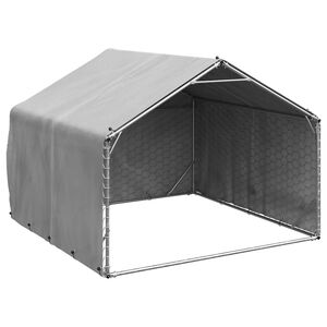 vidaXL āra suņu voljērs ar pārsegu, 2x2x1,5 m, cinkots tērauds