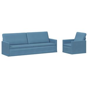 vidaXL Dīvānu komplekts 2 pcs Zila Korduroja audums