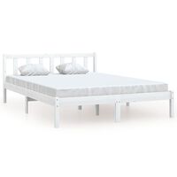 vidaXL gultas rāmis, balts, 140x200 cm, priedes masīvkoks