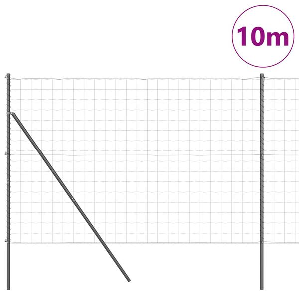 vidaXL Žogs ar stabu Pelēka 1,6 x 10 m Tērauds un PVC