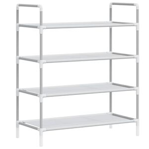 vidaXL apavu skapis, 4 plaukti, metāls, neausts audums, sudraba krāsā