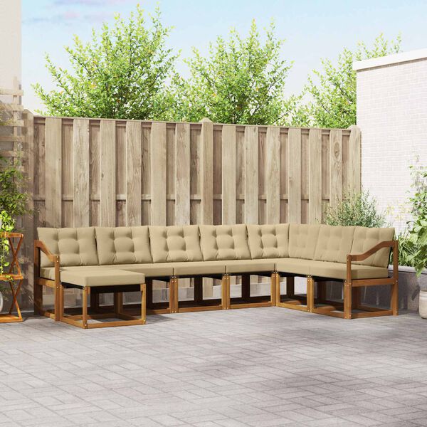 vidaXL Āra dīvānu komplekts ar spilvenu 8 pcs Dabisks un bē&scaron;s