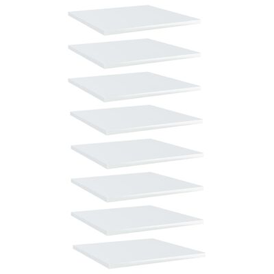 vidaXL plauktu dēļi, 8 gab., spīdīgi balti, 40x40x1,5cm, skaidu plātne